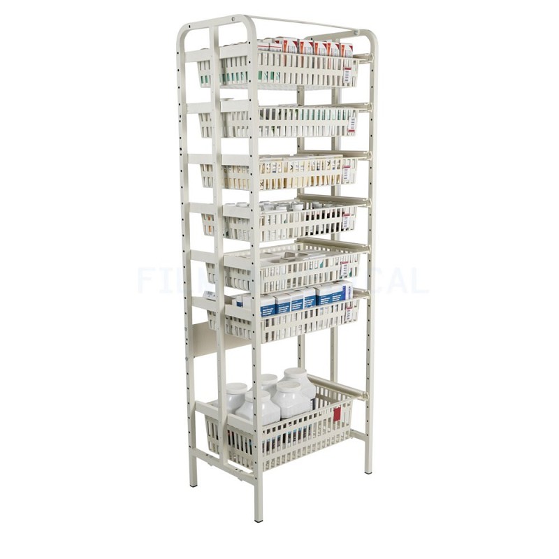 Single Pharmacy Shelves Dressed With Pill Boxes 